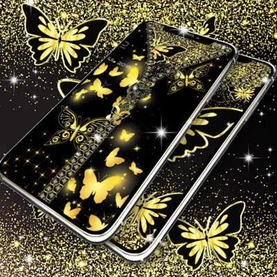 Golden butterflies lock screen android App screenshot 4